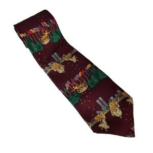 Brooks Brothers Tie Mens OS Burgundy Twin Towers British-American Chamber Silk
